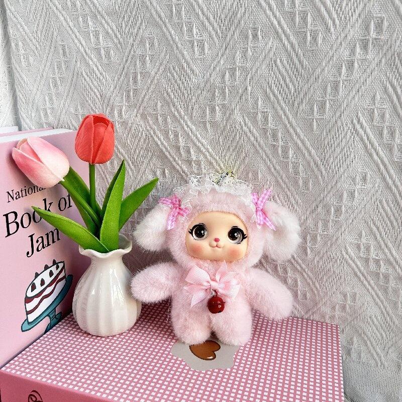 Söt plyschdocka nyckelring Kawaii vinylansikte plyschväskhänge mjuk stoppad ryggsäckshänge samlarobjekt present för flickor kvinnor