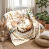 Rainbow Mermaid Cat Pattern Theme Blanket Lightweight Warm Flannel Blanket Decorative Throw Blanket for Home Decoration