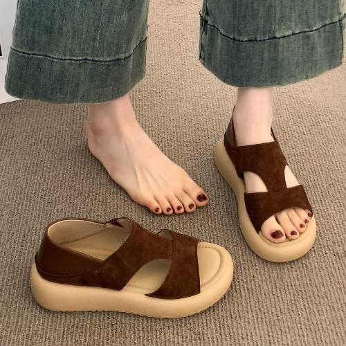 Thick Platform Roman Sandals Women Summer Soft Soles Slides Two-Wear Slippers Skirt Matching Shoes