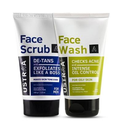 De-Tan Gesichtspeeling für Männer, 100 g | Peeling & effektive Bräunungsentfernung | Walnussgranulat & Gesichtsreinigung - Fettige Haut - 100 g - Mit Basilikum