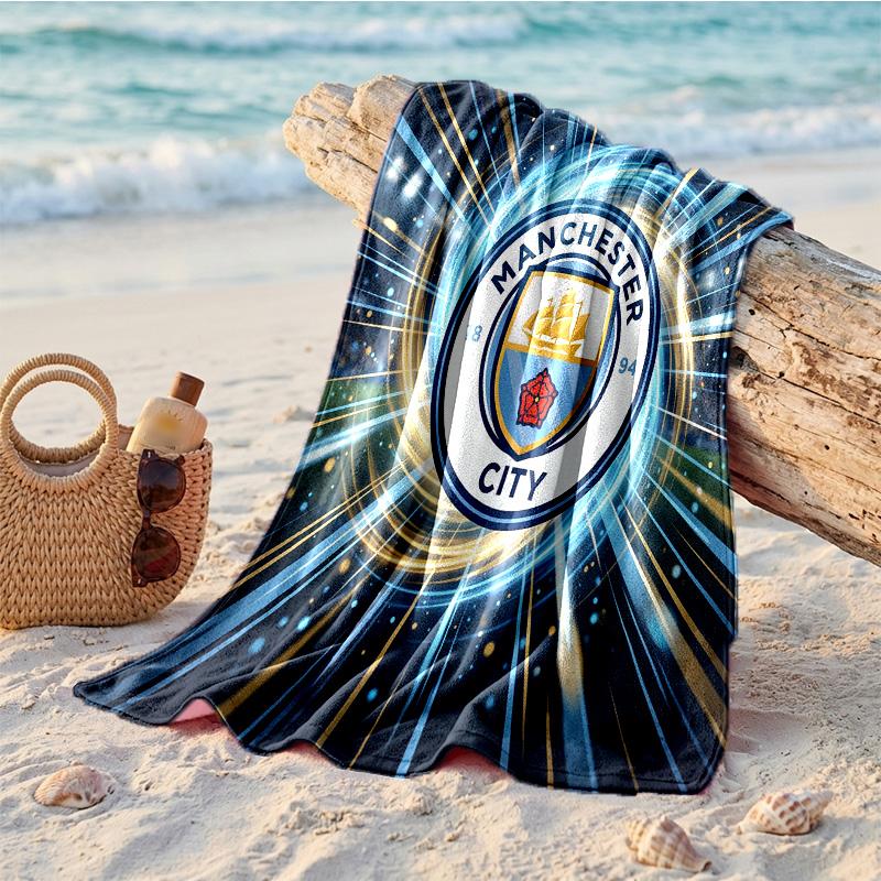 Asciugamano da Spiaggia in Microfibra con Stampa Manchester City Asciugatura Rapida Assorbente Grande Asciugamano per Spiaggia Nuoto Viaggio