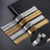 Universal Stainless Steel Watchband with Folding Buckle Metal Watch Strap Flat Mouth Silver Gold 12mm 14mm 18mm 20mm Wristband