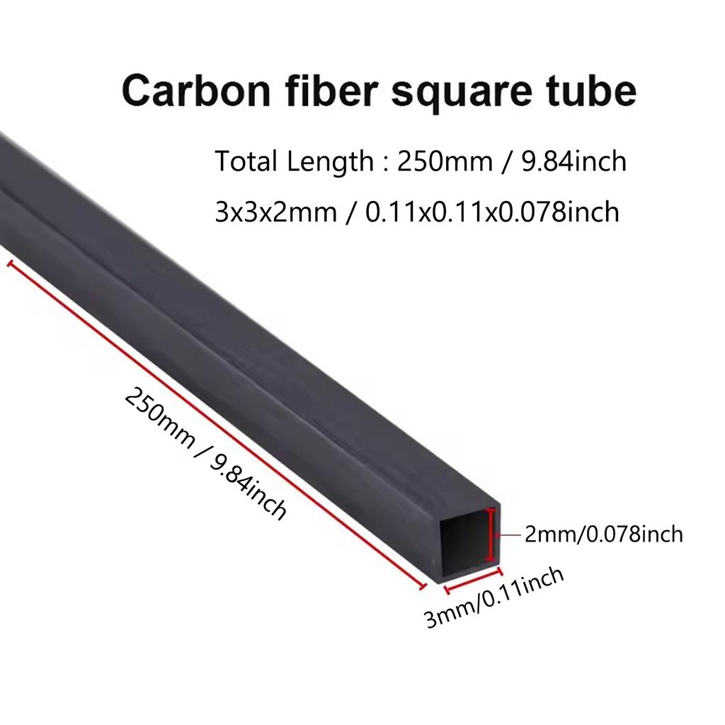 1/2/3pcs square carbon fiber tube, outer and inner high-strength carbon fiber tube/carbon fiber square tube Length 250mm