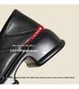 2025 Herbst Retro Schwarz Damen Square Toe Schnürschuhe Dicke Sohle Höhenverstärkend Britischer Stil Kleine Lederschuhe