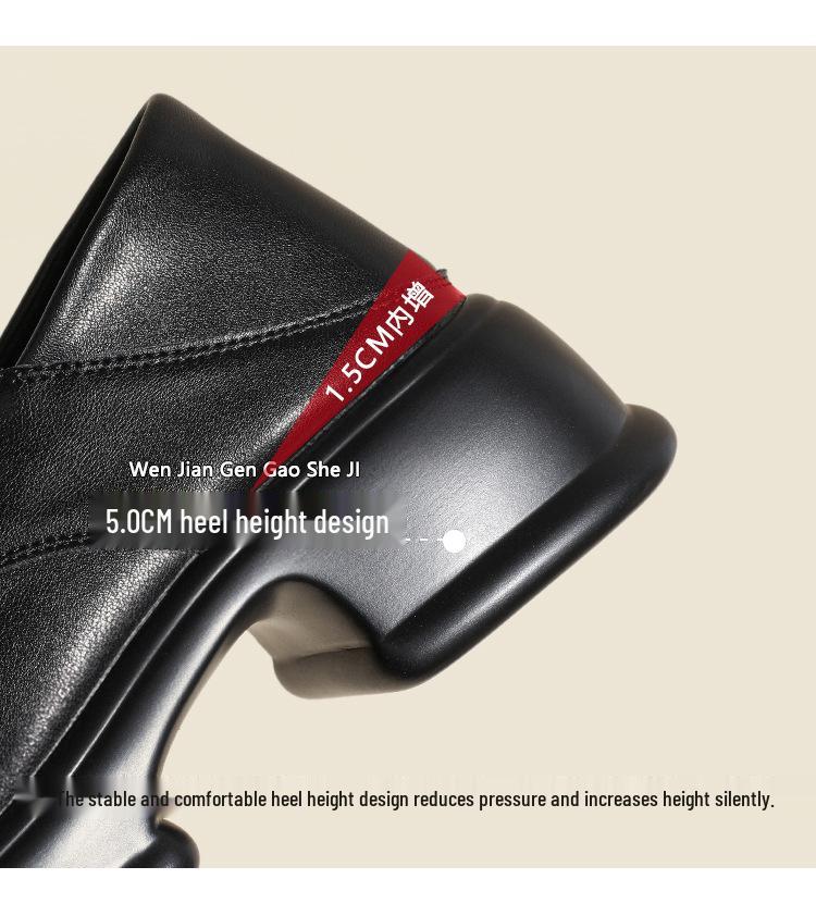 2025 Herbst Retro Schwarz Damen Square Toe Schnürschuhe Dicke Sohle Höhenverstärkend Britischer Stil Kleine Lederschuhe