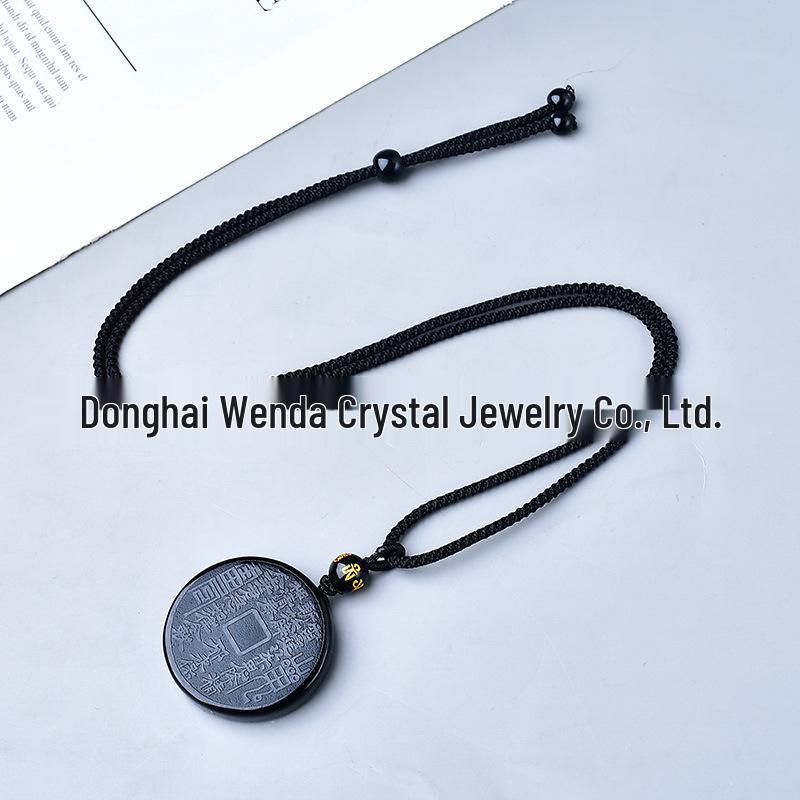 Natural Obsidian Mountain Ghost Pendant Keychain Charm Stone Jewelry