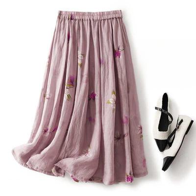 Etnický styl Digitálně potištěná poloviční sukně Volný pas Široká sukně zakrývající boky Umělecká a všestranná poloviční sukně