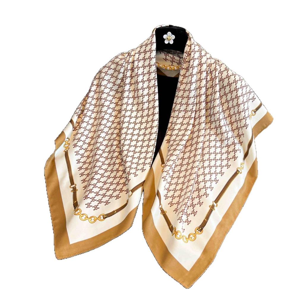 91Cm square scarf silk scarf women's new literary and fashion scarf accessories autumn and winter retro versatile shawl
