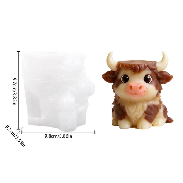 Short Tail Cow Silicone Candle Molds Multipurpose Silicone Candle Molds For Handmade Candle Cup And Gypsum Planter