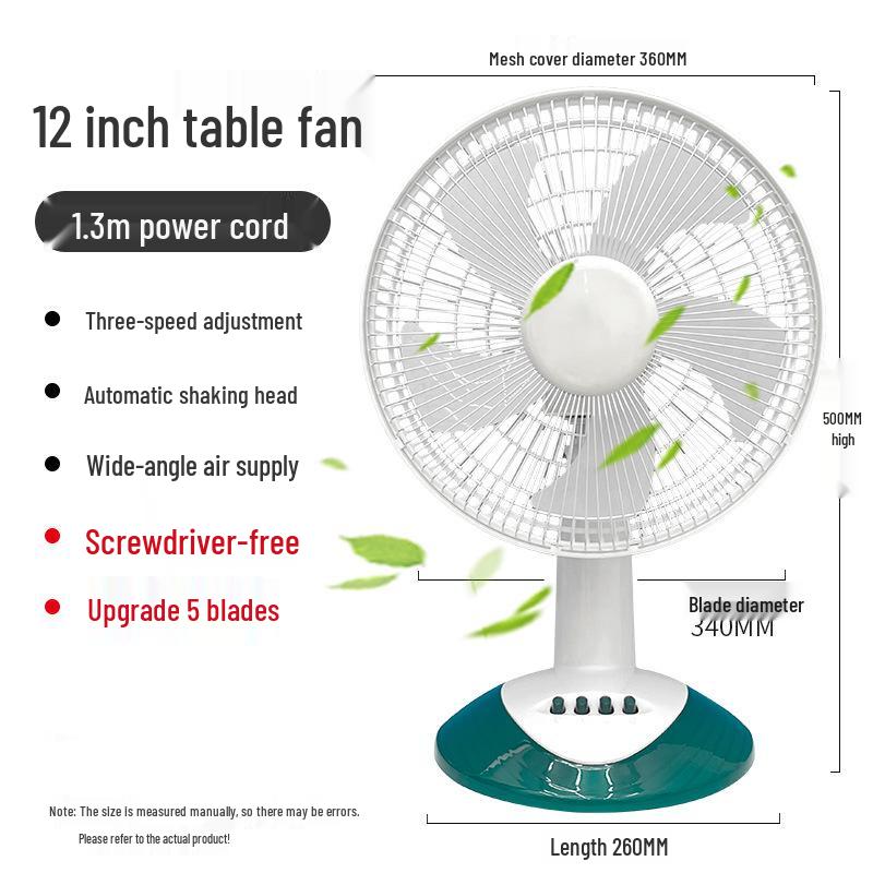 Bili Sha 12/16-inch Low Noise Oscillating Desk & Floor Fan - Ideal for Dorms, Homes & More