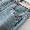 Summer 2025 Women's High-Waist Blue Denim Midi Skirt - Slimming A-Line for Pear-Shaped Bodies