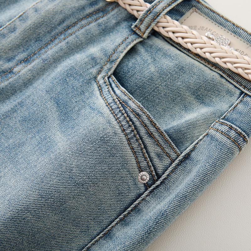 Summer 2025 Women's High-Waist Blue Denim Midi Skirt - Slimming A-Line for Pear-Shaped Bodies