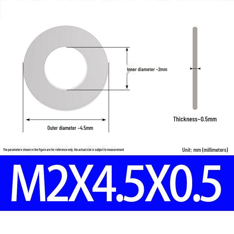 304 Stainless Steel Ultra-Thin Flat Washer, Thickness: 0.1/0.2/0.3/0.4/0.5 Mm, Sizes M1-M8