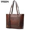 WTEMPO Brand Fashion Tassel Women's Bag Woven Backpack Retro Handbag Large Capacity Shopping Commuting Travel Shoulder Bags