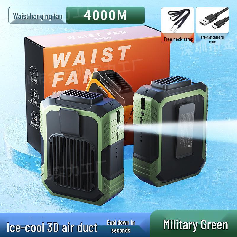 Portable Waist/Neck/Handheld Fan - USB Rechargeable, Clip-On, Ideal for Outdoor and Construction Site Use