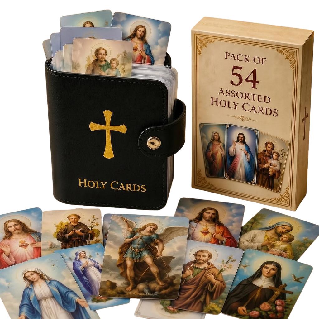 Kompakter Taschen-Gebetskarten-Organizer mit Druckknopfverschluss Mini-Heiligenkarten-Geldbörse Mehrzweck für Gottesdienst/Beerdigung/Anima/Kreuz