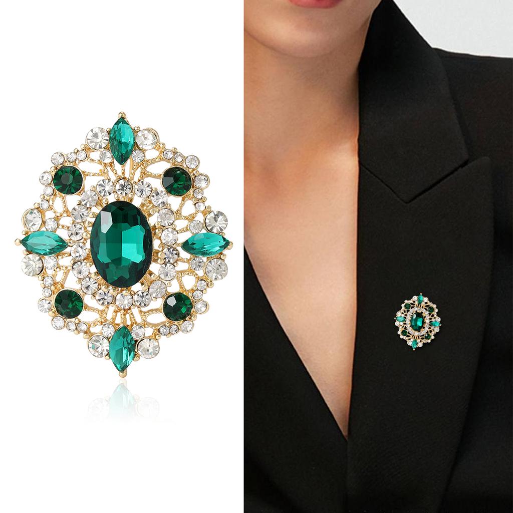 Rhinestone Oval Brooch for Women Unisex Crystal Glass Pins Banquet Party Backpack Gifts Jewelry Accessories