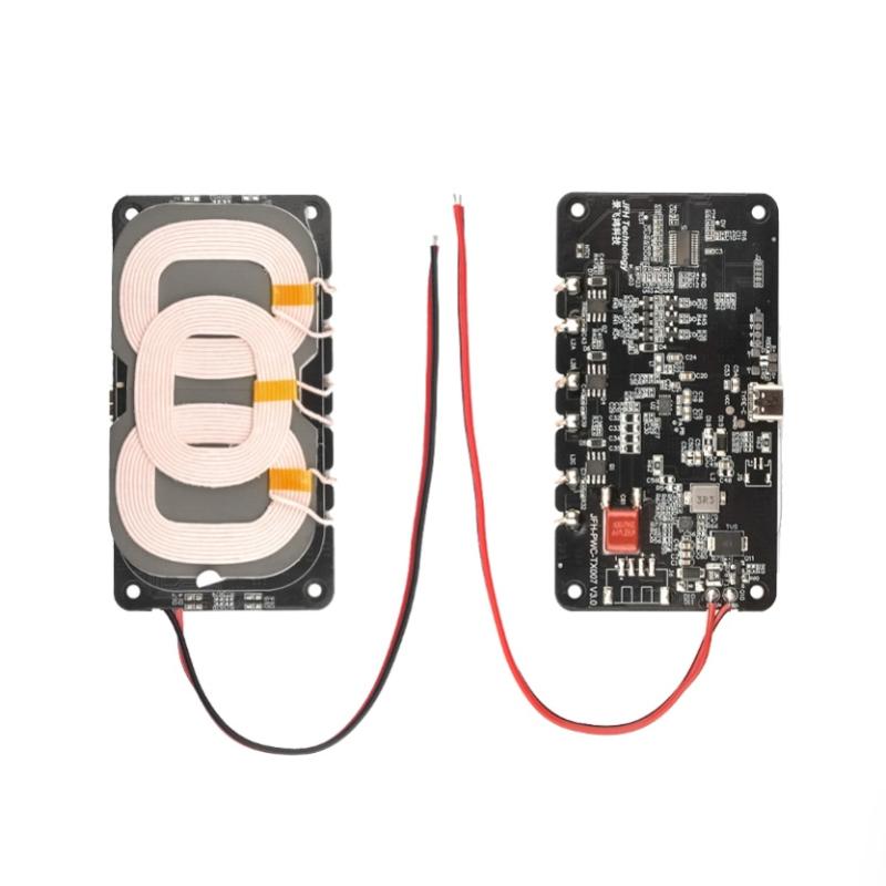 1Pcs Diy Car Outdoor Power Supply 18W Type-C For Qi Wireless Charger Transmitter Module Circuit Board With 3 Coil 5V 9V 12V