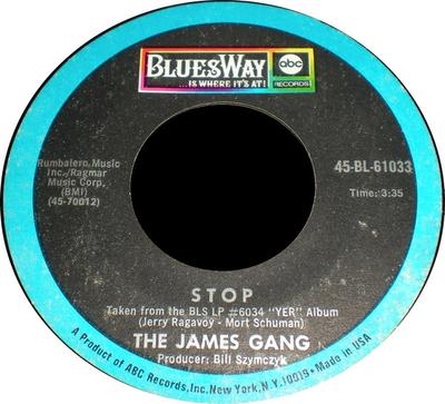 7inch Record JAMES GANG - Stop / Take A Look Around 45BL61033 Bluesway 1970 US Rock Used