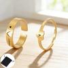 Customized Name Letter Heart Shaped Couple Ring Stainless Steel Simple Love Open Adjustable Ring Fashion Couple Gift