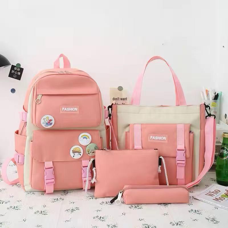 Stylish Korean Style Backpack Set for School: Large Capacity Fashion Shoulder Bag for Girls
