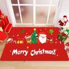 Weihnachts-Fußmatte mit festlichen Mustern wie Schleifen Stechpalmen Weihnachtsmann Rentier Karomuster Geweih Rutschfest Willkommen Eingang Ru