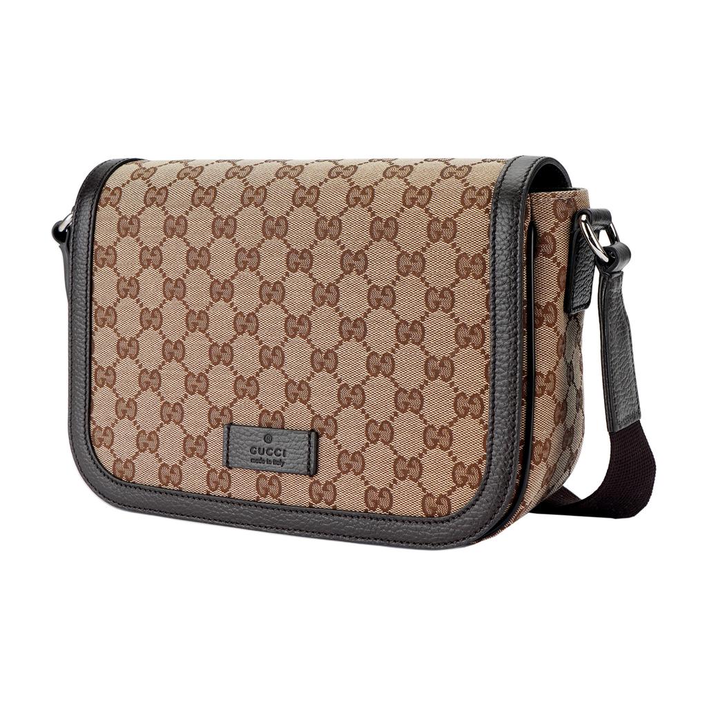 Gucci Vintage Logo Leather Canvas Messenger Bag Men Bags Ebony Dark-Brown 449172-KY9KN-9886