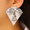 Abstract Face Statement Earrings Bold Geometric Tribal Inspired Jewelry