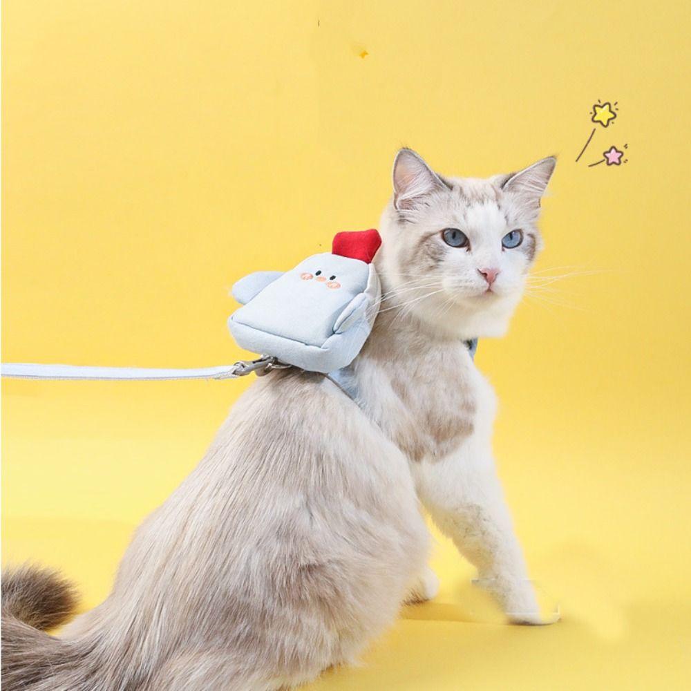 With Backpack and Leash Dog Leash Set Soft Cat Chest Strap  Small and Medium Dogs