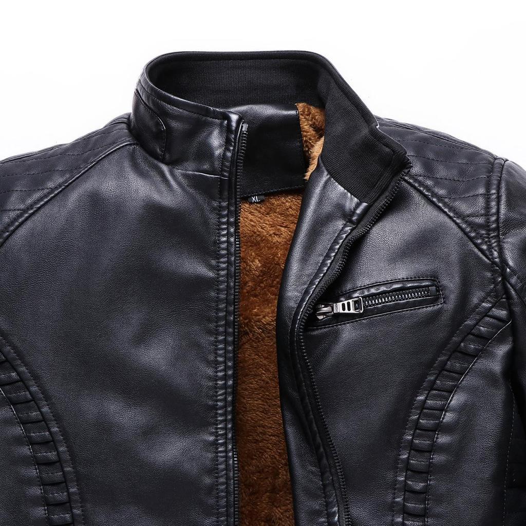 Autumn and Winter Warm Jacket Washed Leather Jacket Jacket Large Size Autumn and Winter PU Leather
