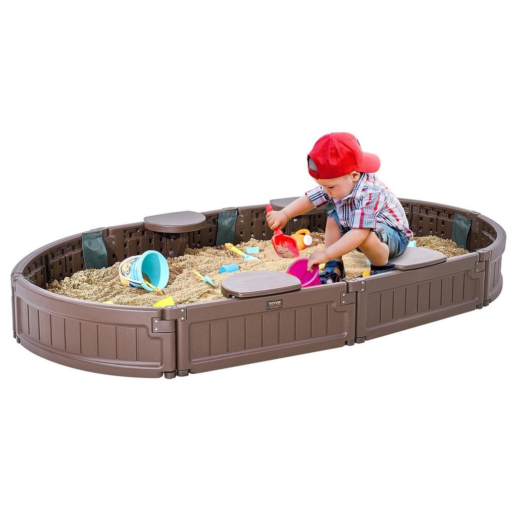 Sandkasten mit Abdeckung Ovaler Sandkasten HDPE Sandkasten Outdoor Hinterhof Alter 3-12