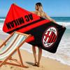 Giant Beach Towel with AC Milan Red Black Crest, Quick Dry Microfiber, Soft Absorbent, for Soccer Fan Beach Pool Travel