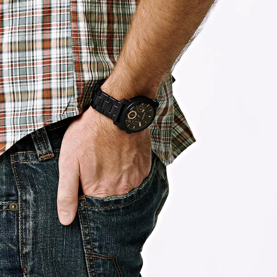 Fossil Men's Quartz Three-Hand Watch - Stainless Steel Case, Scratch Resistant Glass FS4682