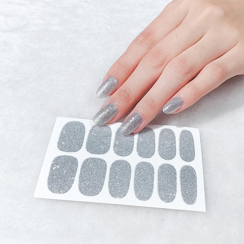 Gradient-Stil Nagellack-Aufkleber Set Selbstklebend Wasserdicht Glitzer Falsche Nagel-Aufkleber