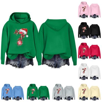 Roupa casual feminina de moletom com capuz estampado de manga comprida