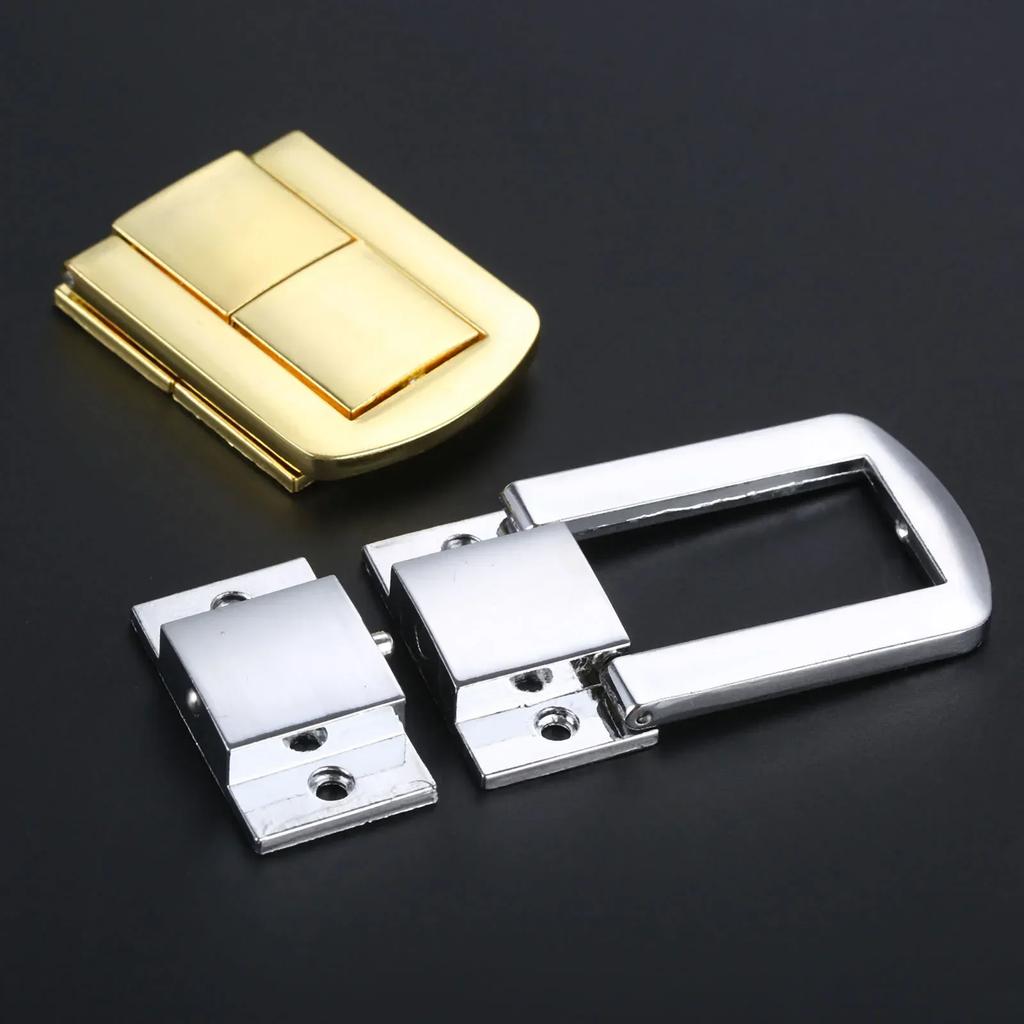 1Pc 43x32mm Zinc Alloy Antique Square Buckle Lock Wooden Wine Gift Box Lock Buckle jewelry Box Latch Clasps with Screws Hardware
