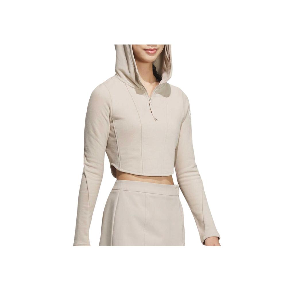 Adidas FW24 FUSTL W P HDY Sports Casual Hooded Pullover Sweatshirt Women Sweatshirt Light-Brown JM6210