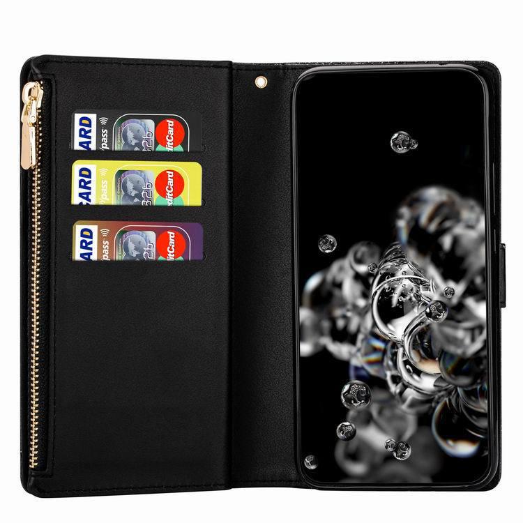Redmi Note 9 Pro/K30/8A Leather Wallet Case with Laser Engraved Nine Card Slots