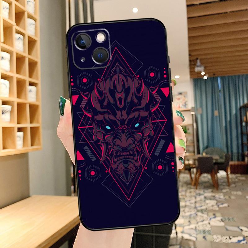 Oni Hannya Demon Mask Phone Case For iPhone 16 17 Pro Max 14 13 12 11 15 Pro Max mini 15 16 Plus 16e 17 Air Cover