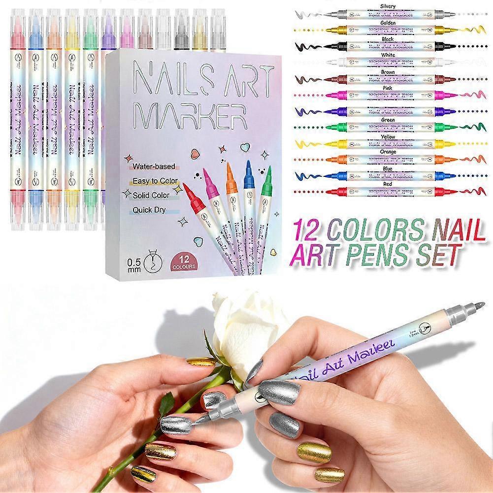 12 Colors Nail Art Pens Set Stylo Nail Art Graffiti Pen For Diy Nails Arts
