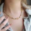 Natural stone crystal beaded necklace simple retro temperament collarbone chain light luxury versatile high-end jewelry women