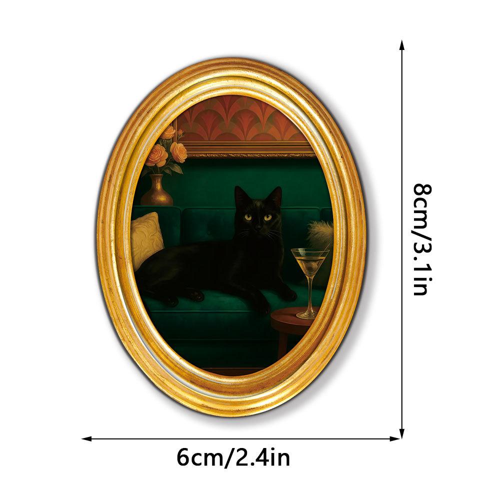 3D Черный Кот Деревянная Магнитная Наклейка на Холодильник - Забавная Домашняя Декорация