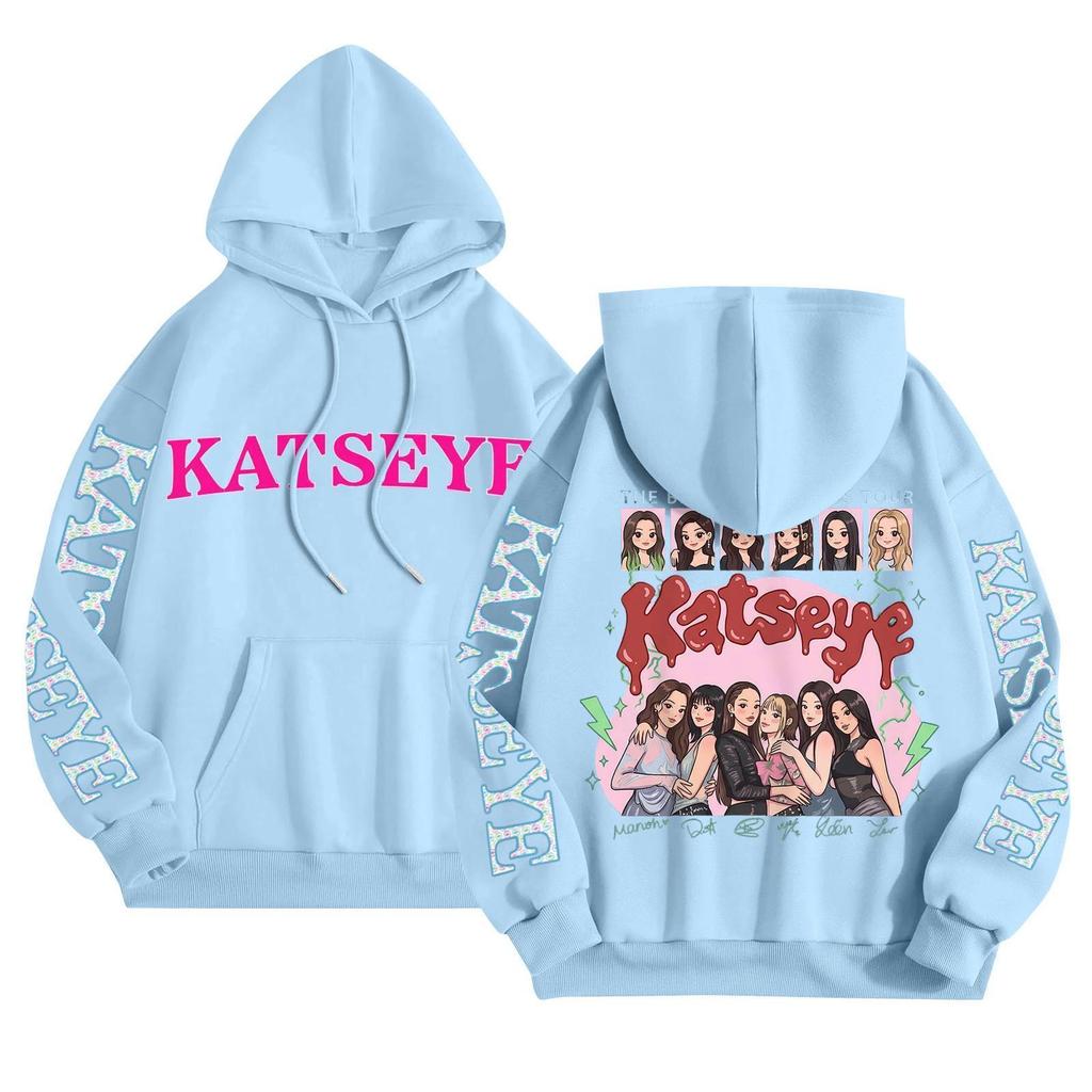 Unisex Mode Leichter Langarm-Pullover mit Taschen Bedruckter Hoodie