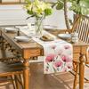 Dining Room Linen Table Runner with Flower Pattern Kitchen Table Ornament Tablecloth Decoration for Holiday Festivities