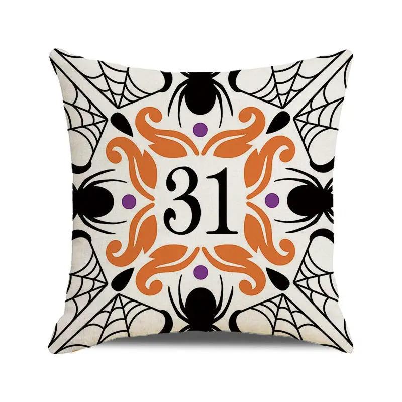 Halloween Decorative Cushion Cover Pumpkin Bat Wizard Ghost Pillowcase Suitable for Home Living Room Sofa Room Decoration
