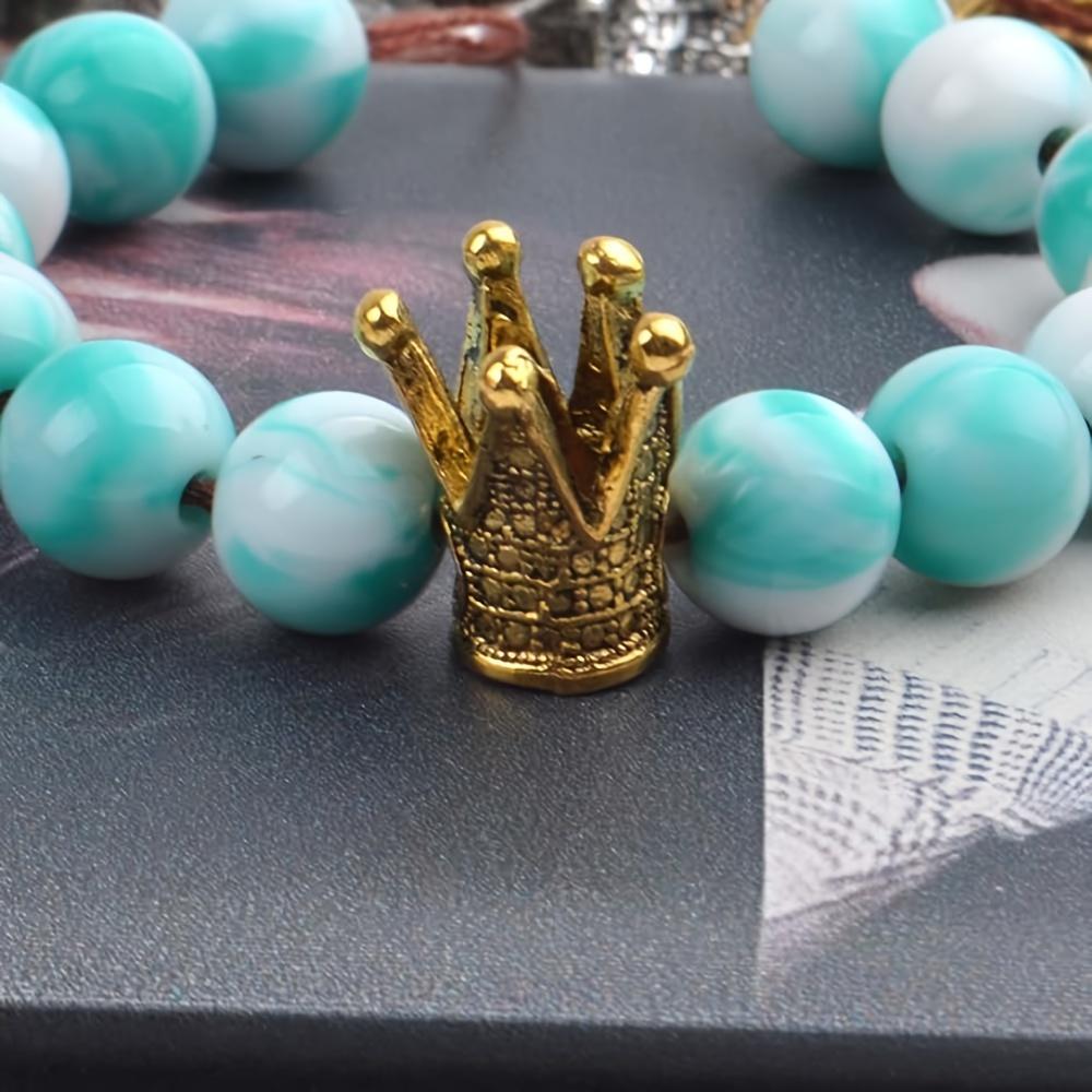 10/30/50 Pieces Solid Metal King & Queen Crown Big Hole Bracelet Connector Charm Beads