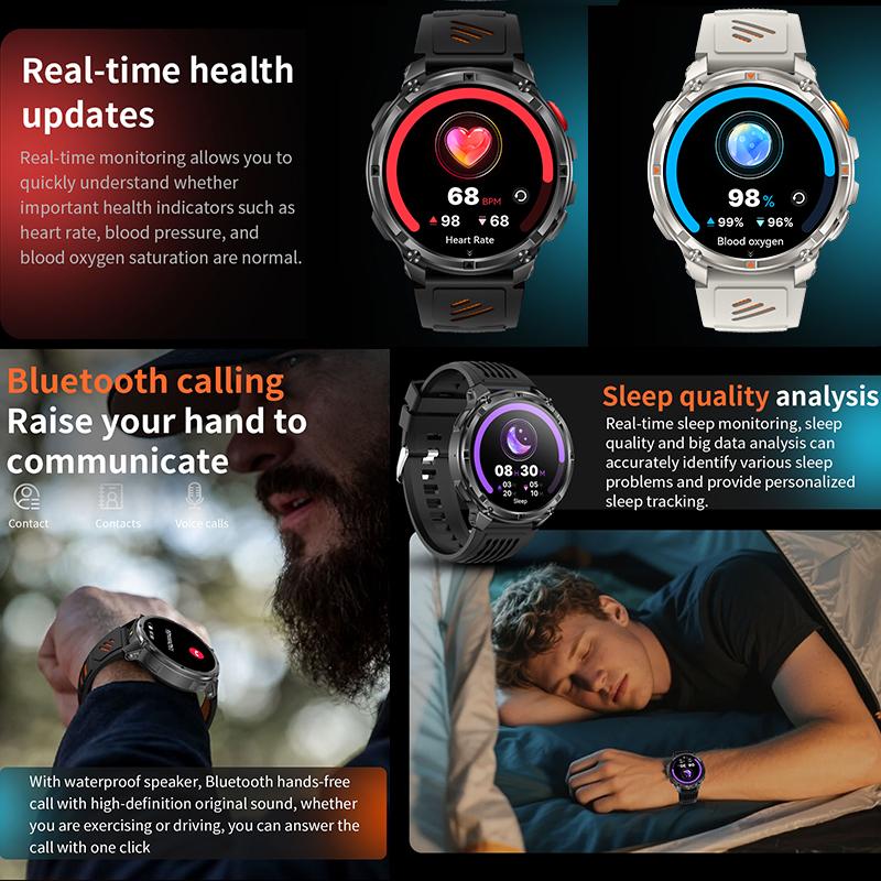 New Military T-Rex 3 Smart Watch Men 1100mAh Battery AMOLED  IP68 Waterproof Outdoor Compass Bluetooth CallSport Smartwatch