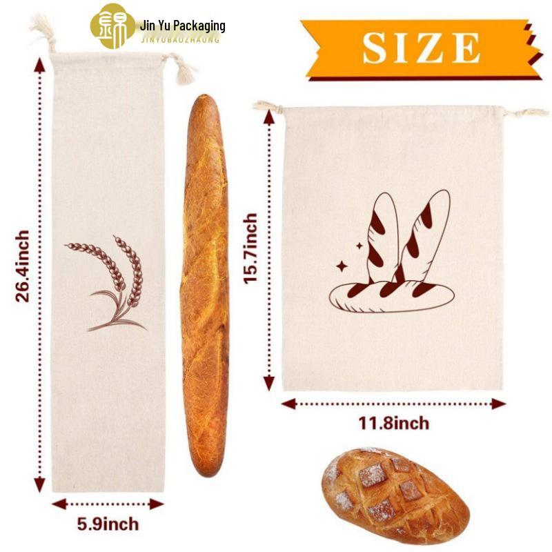Reusable Linen Drawstring Bread Bag for French Baguettes - Hot-Selling