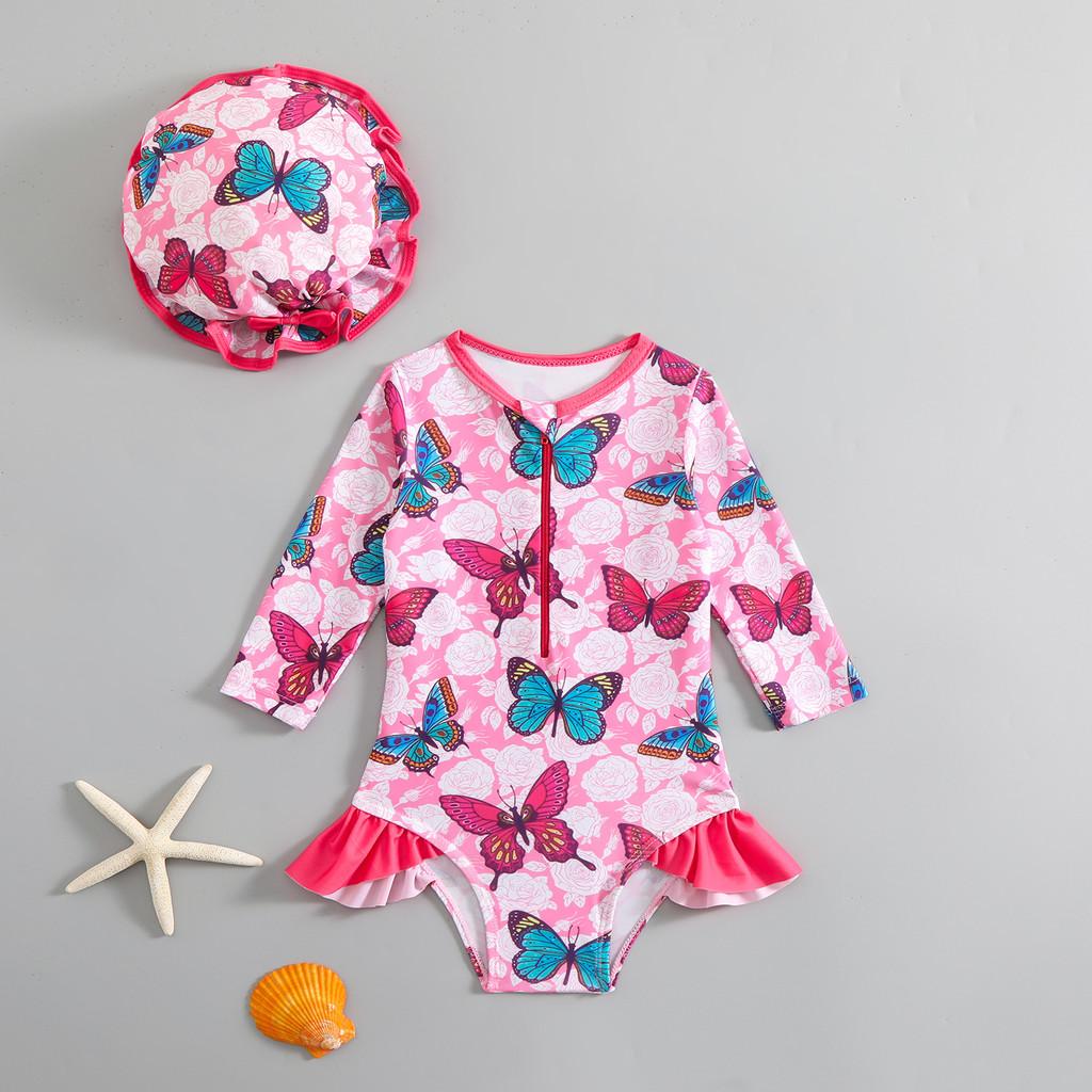 Girls Cartoon Swimsuit With Quickdry Polyester For Water Play And Sun Protection