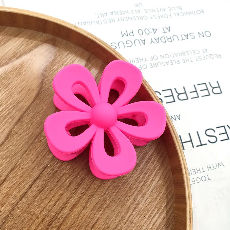 Matte Flower Hair Claw: Five-Petal Clip for Updo & Ponytail